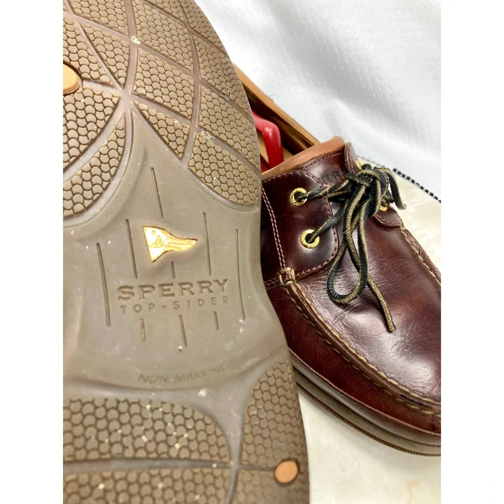 Sperry Gold Cup ASV Amaretto Boat Shoes Mens 10 Brown Leather 2-Eye Deck Loafers
